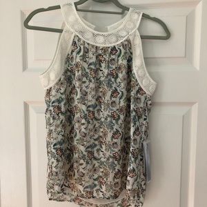 NWT Pale Sky Lace Detail Top
